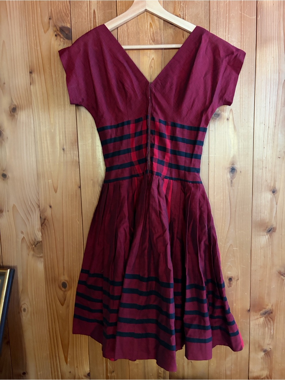 Vintage 50s woven plaid dress - Picture 4 of 5